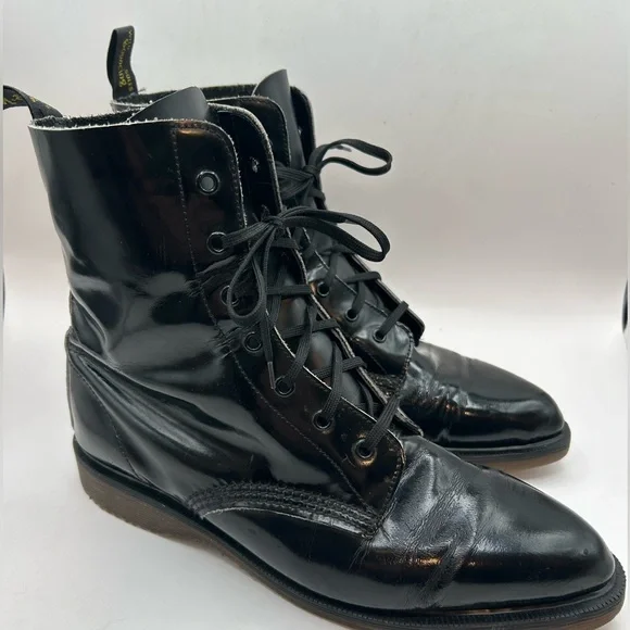 RARE VINTAGE DR. Marten Pointed Toe Black Leather 7 Eye Boot Made in England M8 - Picture 7 of 16